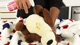 Cleaning a teddy bear